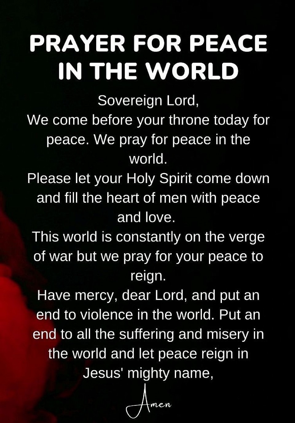 A Prayer For Peace In The World